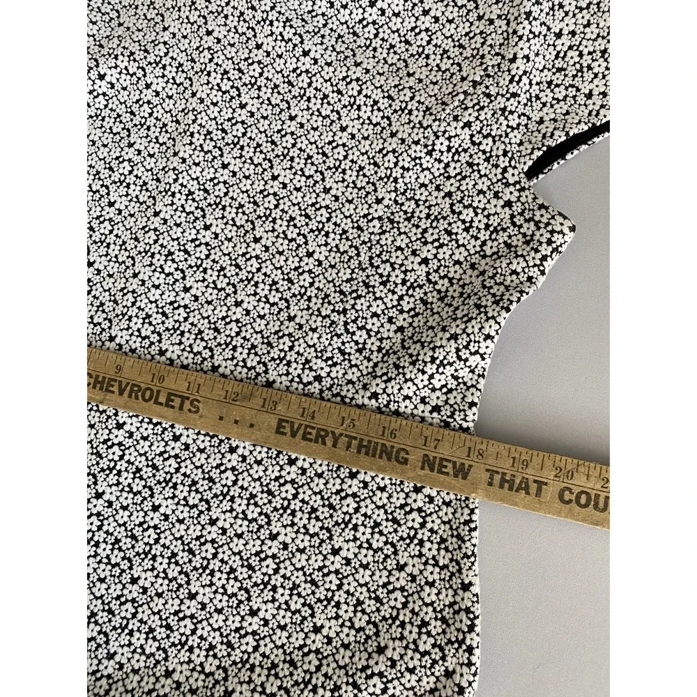 Michael Kors Ditsy Floral Knit Flounce Dress Black White XL